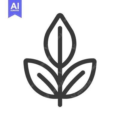 Popular premium asset: A simple black and white illustration of green leaves on a stem