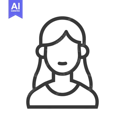 Premium design asset: A simple outline drawing of a woman with long hair