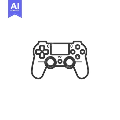 Outline of a Black and White Video Game Controller