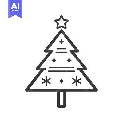 Popular premium asset: Outline of a Christmas Tree with a Star on Top