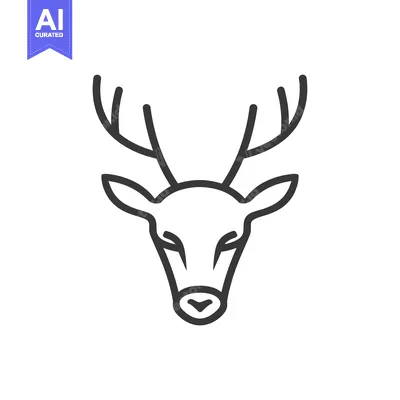 Aset desain premium: Outline of a Deer's Head with Antlers
