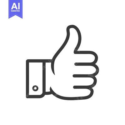 Premium design asset: Outline of a hand with the thumb raised in a "thumbs-up" gesture.