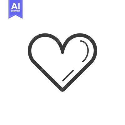 Aset desain premium: Outline of a heart shape with rounded edges