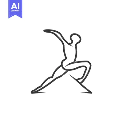 Outline of a male figure in a dynamic yoga pose