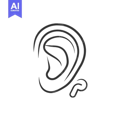 Aset premium populer: Outline of an ear with an earbud