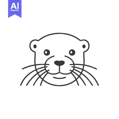 Aset premium populer: Outline of an otter's face with whiskers
