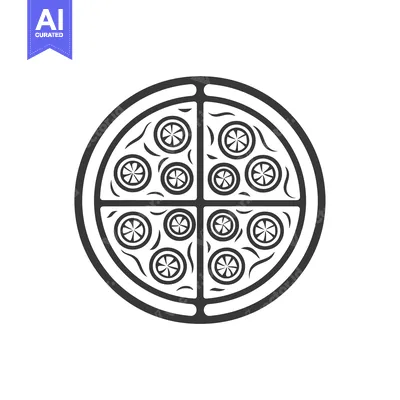 Aset premium populer: Outline of a pizza with eight circular toppings