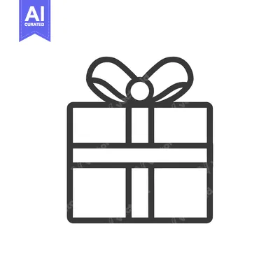 Premium design asset: Outline of a Present with a Bow on Top