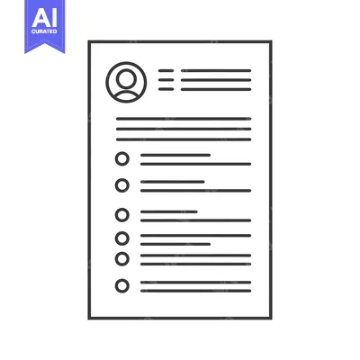 Aset desain premium: Outline of a Resume with a Profile Picture and Checklist