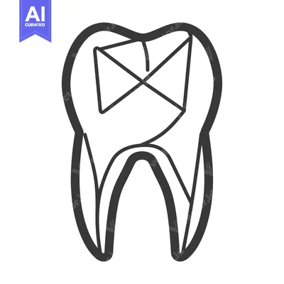 Aset desain premium: Outline of a tooth with a geometric pattern inside