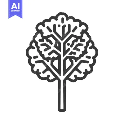 Premium design asset: Outline of a tree with branches and leaves
