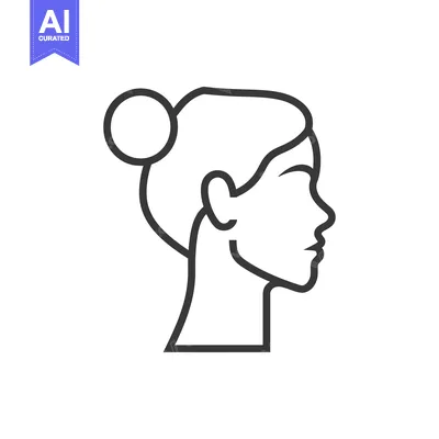 Aset desain premium: Outline of a Woman's Head in Profile with a Bun