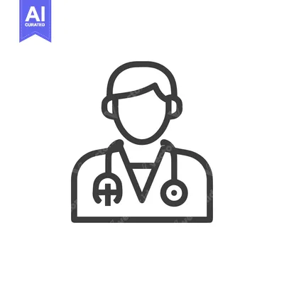 Aset desain premium: Minimalist Doctor Icon: Professional Outline with Stethoscope Detail