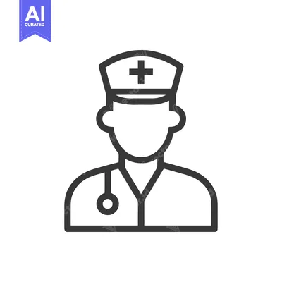 Aset premium populer: Minimalist Nurse Icon: Healthcare Professional with Stethoscope and Ca