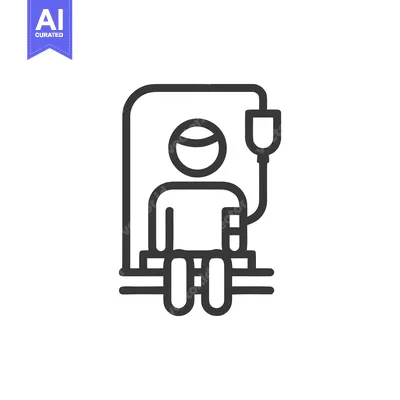 Aset desain premium: Minimalist Line Art: Patient Receiving IV Drip in Hospital Bed Illustr
