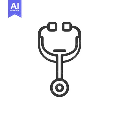 Aset desain premium: Minimalist Stethoscope Icon: Medical Symbol on White Background