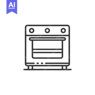 Aset premium populer: Minimalist Oven Icon: Clean Line Art for Kitchen Appliance
