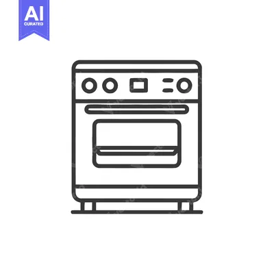 Aset desain premium: Minimalist Oven Icon: Clean Line Art for Kitchen Appliance Design
