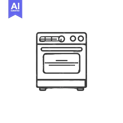 Stylized Kitchen Oven Illustration with Brushstroke Texture on White B