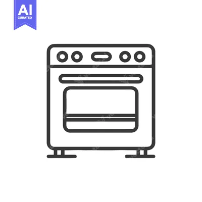 Premium design asset: Minimalist Line Art of a Modern Kitchen Oven Appliance