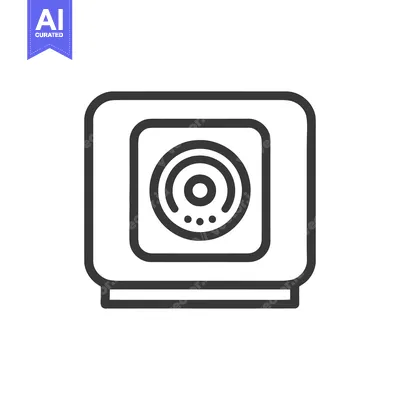 Aset premium populer: Modern Surveillance Camera Icon with Concentric Circles and Rounded Sq