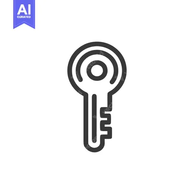 Aset premium populer: Minimalist Key Icon: Bold Outline on White Background, Security Symbol