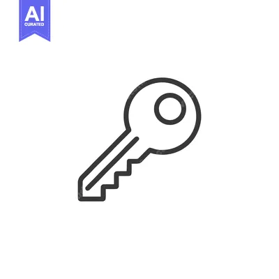 Minimalist Key Icon: Simple Security Symbol on White Background