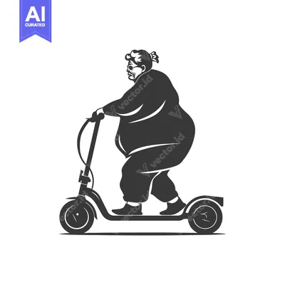 Aset premium populer: Overweight Elderly Woman Riding a Scooter
