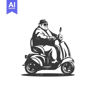 Popular premium asset: Overweight Man in Sunglasses Riding a Motor Scooter