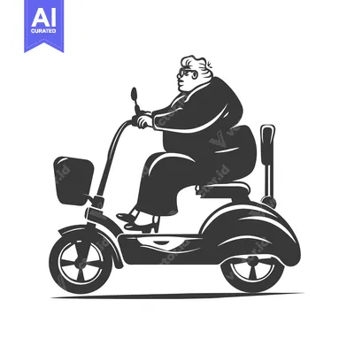 Aset premium populer: Overweight Man in Sunglasses Riding a Scooter
