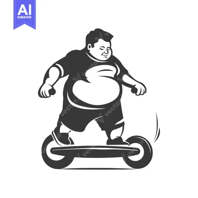 Aset premium populer: Overweight Man Riding a Hoverboard