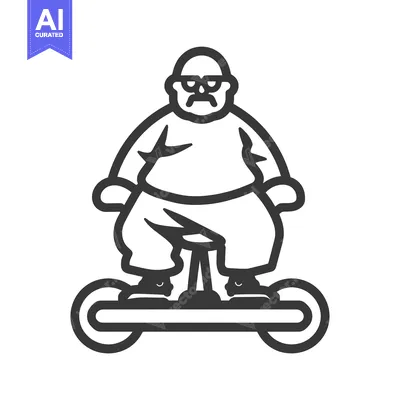 Aset desain premium: Overweight Man Riding a Hoverboard