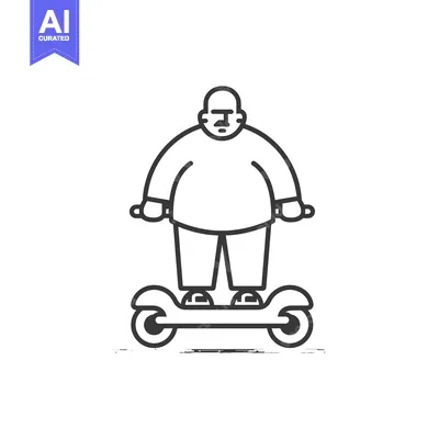 Aset desain premium: Overweight Man Riding a Hoverboard