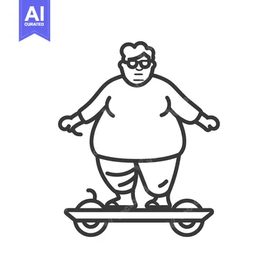 Popular premium asset: Overweight Man Riding a Hoverboard