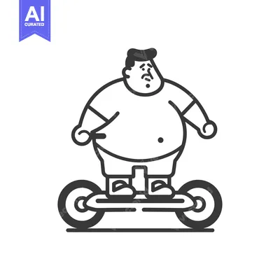 Aset premium populer: Overweight Man Riding a Hoverboard