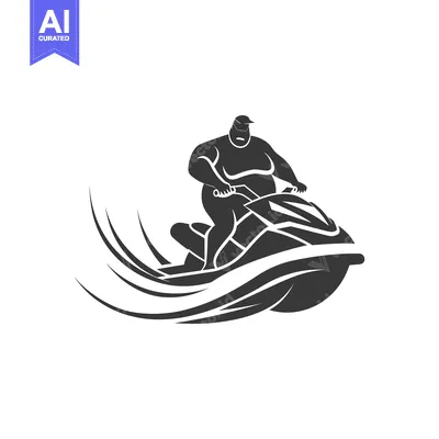 Aset desain premium: Overweight Man Riding a Jet Ski