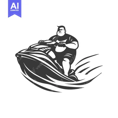 Popular premium asset: Overweight Man Riding A Jet Ski In The Water