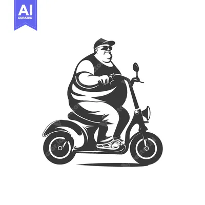 Aset premium populer: Overweight Man Riding a Motorcycle