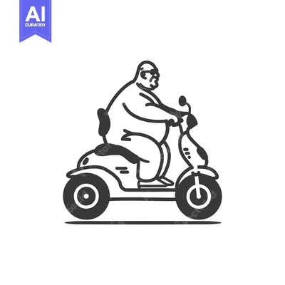 Aset desain premium: Overweight Man Riding a Motor Scooter