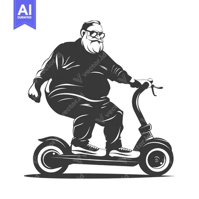 Popular premium asset: Overweight Man Riding an Electric Scooter