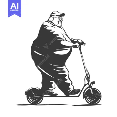 Popular premium asset: Overweight man riding an electric scooter