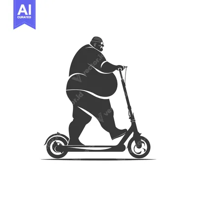 Aset desain premium: Overweight Man Riding an Electric Scooter
