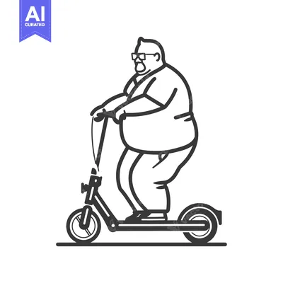 Popular premium asset: Overweight Man Riding an Electric Scooter