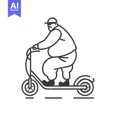 Aset desain premium: Overweight Man Riding an Electric Scooter