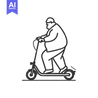 Popular premium asset: Overweight Man Riding an Electric Scooter