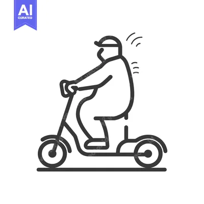 Aset premium populer: Overweight man riding an electric scooter