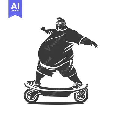 Popular premium asset: Overweight Man Riding an Electric Skateboard