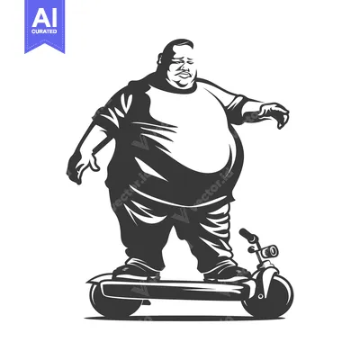 Aset premium populer: Overweight Man Riding a Scooter