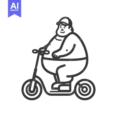 Aset desain premium: Overweight Man Riding a Scooter