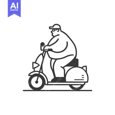 Aset desain premium: Overweight Man Riding a Scooter